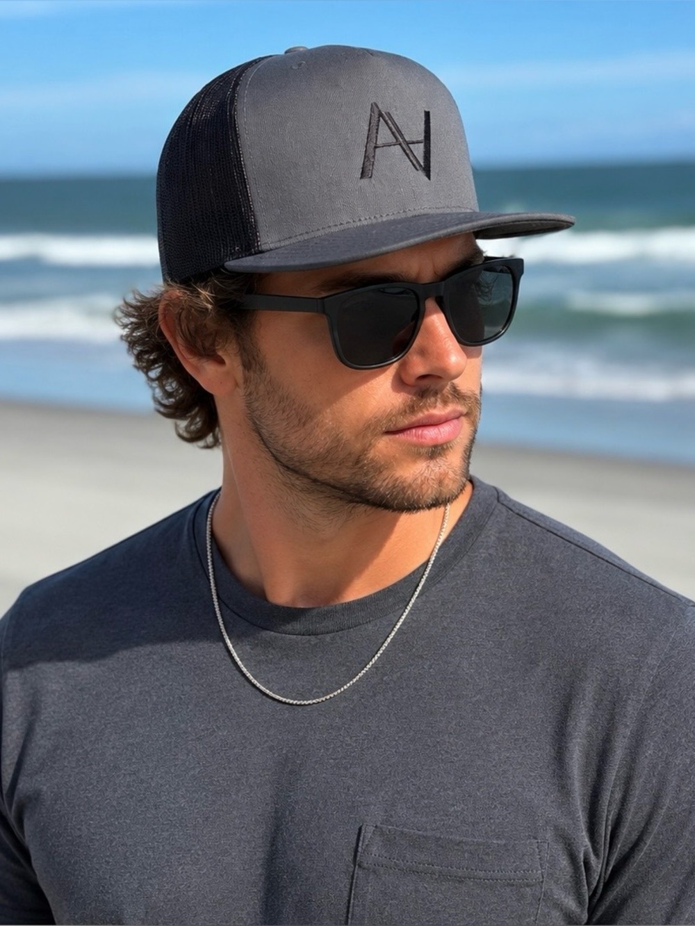 Charcoal Flat Brim SnapBack Hat | Arthur Alan